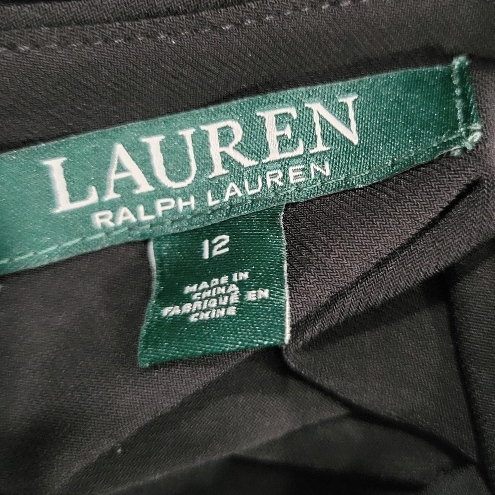 LRL RALPH LAUREN Black Sleeveless Dress Tafetta Full Skirt, Bow, Pockets Size 12 - Picture 10 of 11